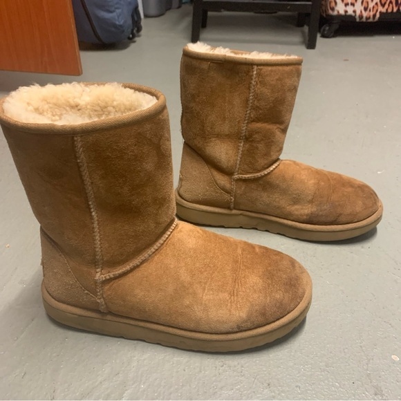 Women’s Ugg Boots Size 10 Classic Short II Chestnut Suede Leather Sherpa Lining - Picture 8 of 10
